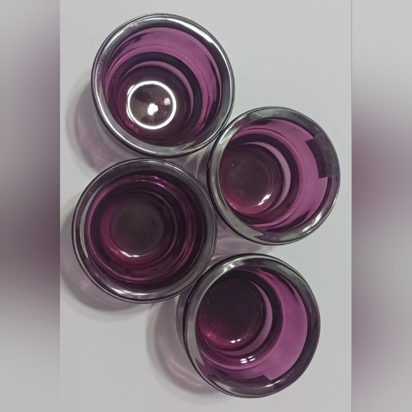 Set Of 4 IKEA Purple Thick Glass Tea Light Candle Holders - Picture 2 of 7